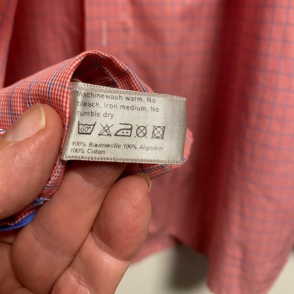 ETON men's dress shirt in pink/navy tattersall check, size 41/16 - Picture 6 of 6